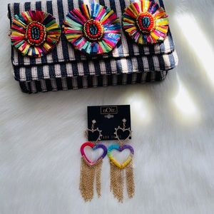 Noir Heart shape rainbow earrings